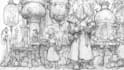 draw a concept sketch of characters, objects, background