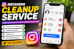 manually unfollow, remove fake followers, delete posts