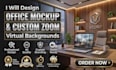 design office mockup and custom zoom virtual backgrounds
