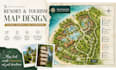 design resort map, hotel map, tourism map, visitor guide, wayfinding map design