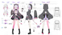 create live2d vtuber model, anime vtuber reference sheet, 2d character design