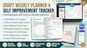 craft weekly to do planner, self improvement tracker, kdp digital planner design