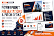 design, redesign powerpoint presentation and investor pitch deck