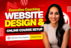 build executive coach website, squarespace kajabi thinkific online course setup
