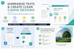 summarize texts and create clean canva designs