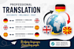 professionally translate german, english, macedonian
