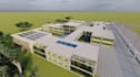 create 3d warehouse, facility, industrial building, space with realistic render