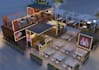develop 3d pop up cafe design, cgi lounge,  container bar,modular dinning render