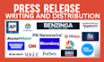 write press release and distribute press release to press media distribution