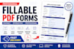 design custom fillable PDF forms with text fields, checkboxes, dropdowns