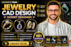 create custom jewelry cad design, render and 3d model for casting or 3d printing