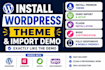 install wordpress theme and import demo content