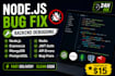 fix nodejs express mongodb postgresql backend bugs