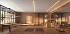 convert 2d sketch to 3d visual training room,functional layout,yoga studio space