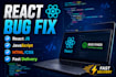 fix bugs in your react js, javascript, HTML, and CSS website
