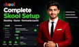 do complete skool setup, branding, online course creation, and community launch