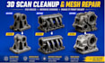 stl file repair, fix raw scan mesh, edit 3mf step cad modeling for 3d printing