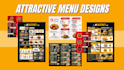 design a beautiful and modern restaurant menu