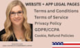 write terms and conditions, privacy and cookie policy, gdpr