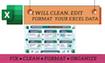 clean, format, merge,, split excel data