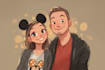 create a custom disney style couple pop art portrait