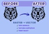 manually vector trace, redraw logo, image to svg, ai, eps