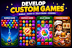 develop custom bubble game, match 3 game, jelly crush and cooking game