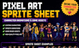 create pixel art sprite sheet, character animation and game assets