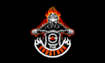 design ghost run motorcycle race logo