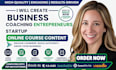 create business coaching entrepreneurship startup online course content