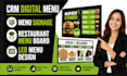 do CRM digital menu, menu signage, restaurant menu board, led menu design