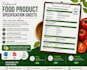 design food product specification sheets