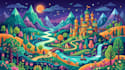 illustrate fantastic flat vector landscape illustration