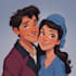 create a romantic couple portrait in my art style