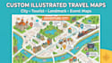 design custom illustrated travel maps, city maps and landmark maps