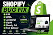 fix shopify bugs, liquid, HTML, CSS and javascript issues