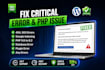 fix wordpress error, critical error, PHP issue and wordpress issues