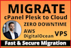 migrate cpanel or plesk to AWS, digitalocean or vps