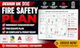 design UK fire safety plan, emergency evacuation map, fire escape plan