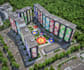 3d site model from topographic map scan, residential complex render,external cgi