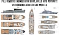 reverse engineer boat hulls into accurate 2d drawings and 3d cad models