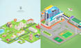 create 3d isometric map illustration isometric city map design