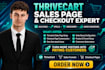 setup thrivecart sales pages, checkout customization, upsells, and order bumps