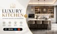 design a luxury kitchen interior with photorealistic 3d rendering