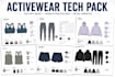 design activewear tech pack with technical drawing and flat sketch