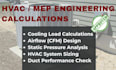 provide hvac sizing, cooling load, airflow, cfm and static pressure calculations