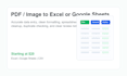 convert PDF or image data into excel or google sheets