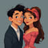 create a romantic couple portrait in my art style