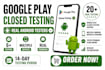 provide closed testing 12 testers 20 testers mobile app testing 12 testers