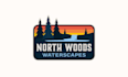 design magical and rustic logo with waterfalls and ponds
